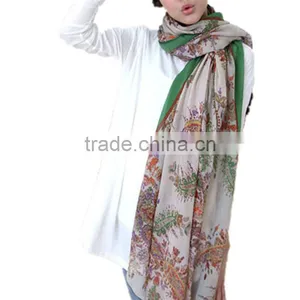 Korean Style New Product Hot Sale Fashion Super Big Paris Yarn Women Print Silk Hijab Scarf thumbnail-1