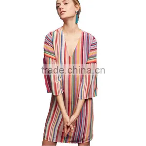 LATEST Ladies Harlow Dress, V-neck Short Sleeve Rainbow Dress thumbnail-2