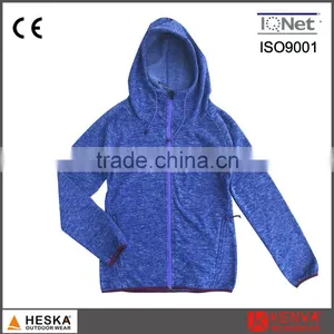 Casual Zipper Knitted Wear Melange Color Cheap Woman Camo Polar Fleece Jacket thumbnail-1