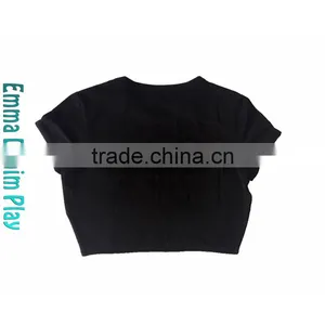 Fashion Customized Made Street Wear Super Short T Shirts Black for Sexy Girls thumbnail-2