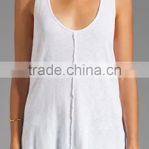Women's Slub Jersey Swing Racer Back Square Cut Tank Tops in White thumbnail-3