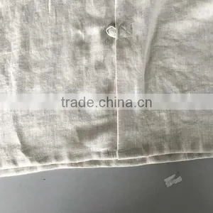Beige Linen Mandarin Collar Special Buttonhole Mens Casual Dress Shirts thumbnail-3