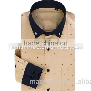 Mens Long Sleeve Contrast Color Printed Oxford Casual Shirt thumbnail-2
