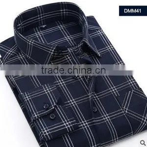 Blue and White Plaids Flannel Casual Latest Shirt Designs for Men Classical Style Shirt for Young Boy thumbnail-1