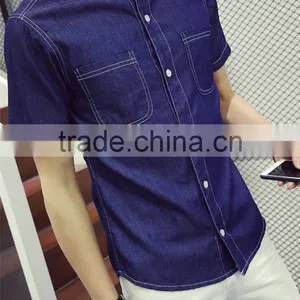 Short Sleeve Shirt Retro Plus-size Half Sleeve Lining Cowboy Clothing thumbnail-5