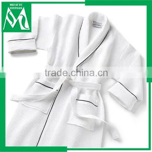 Cotton Robe Women Ladies Night Robe Piping Kimono Collar Personalized Logo thumbnail-1
