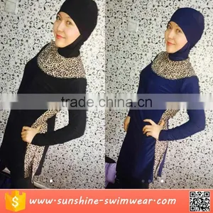 Fashion Woman Leapord Printed Modest Swimwear thumbnail-1