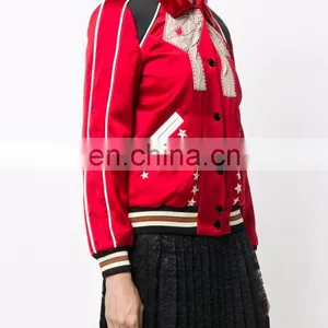 Women's Classic Stand Collar Button Up Embroidered Star Jacket thumbnail-3