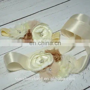 Baby Girl Sash Matching Baby Headband Photography Props Wedding Sash Belt thumbnail-1