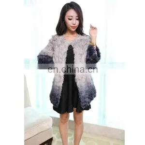 Winter Gradient Color Lamb Fur Long Coat for Women thumbnail-1