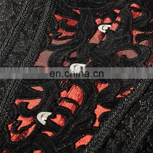 Gothic Adjustable Flower Printed Overbust Corset thumbnail-6