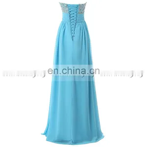 2016 Summer Newest Elegant Formal Sweetheart Sequins Pleats Chiffon Lace-up Prom Dresses thumbnail-4