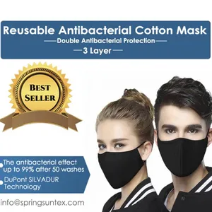 Reusable Washable Silvadure Printed Red Tartan Antibacterial Knitted Fashion Sports Mask thumbnail-3