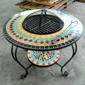 Outdoor Metal Brazier Square Table Firepit Garden Patio Heater/BBQ/Ice Pit With Waterproof Cover (Fire Pit & Grill) thumbnail-5
