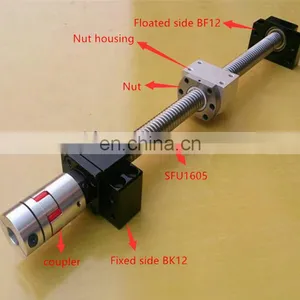 Cheap Ball Screw for Cnc Machine SFU2505 Ball Nut and BK12 BF12 Block Bearing Ball Screw thumbnail-2