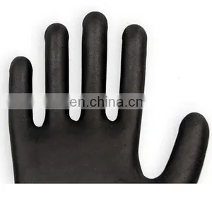 Top Quality 13G Polyester Nylon Black Latex Foam Coated Gloves thumbnail-3