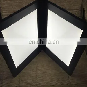 White Color Rechargeable Magnetic Acrylic Leather Material Restaurant Hotel Double Side Lighting LED Menu thumbnail-1