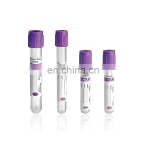 Plasma Vacuum Blood Collection Tube PET and Glass Material Purple Cap 4ml EDTA K2 K3 Tube thumbnail-1