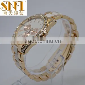 Japan Movt Quartz Watch Gold Steel Crystal Stone Lady Watch Luxury Beautiful Vogue thumbnail-3