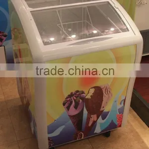 138L Mini Sliding Cuvered Glass Door Horizontal Chest Deep Freezer thumbnail-1