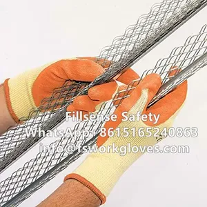 10Gauge 5Yarn(21S) Cotton Liner Crinkle Latex Coated Cotton Gloves Cotton Working Gloves thumbnail-2