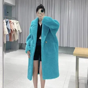 New Teddy Bear, Lamb Hair, Sheaf, Silhouette, Granular Teddy Fur, Mid-length Fur Coat for Women thumbnail-1
