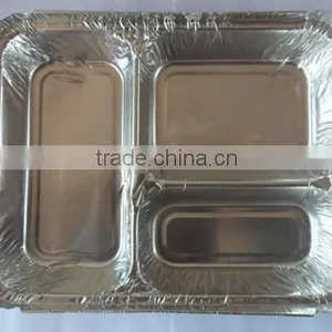 Manufacture 3-compartment Aluminum Foil Food Takeaway Trays thumbnail-1