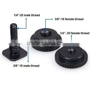 1/4 Inch and 3/8 Inch Tripod Screw to Camera Flash, Hot Shoe Mount Adapter thumbnail-2