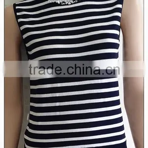 Vintage Stripe Handmade Knitting Wear Crew Neck OL Vest thumbnail-3