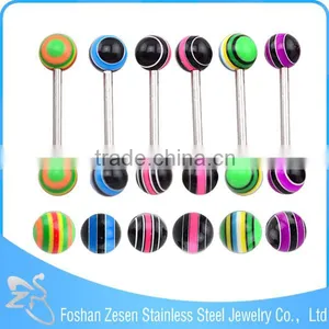 Fashionable Design Stainless Steel Custom Cheap Resin Ball Beautiful Tongue Ring thumbnail-4