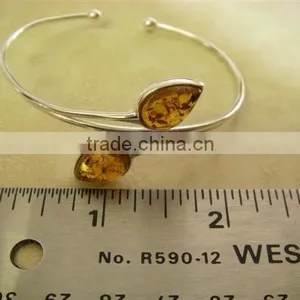 Fashion Topaz Crystals Branch Silver Cuff Bangle Factory Wholesale Jewelry thumbnail-2