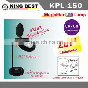 KING BEST 2016 NEW 3x and 8X 2-section Brightness Adjustable Newspapers Reading Soldering Magnifier With LED Light thumbnail-1