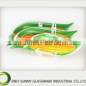Fruits and Vegetables Series Glass Plate of the Harvest of Corn thumbnail-1