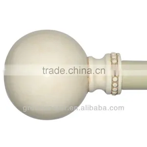 Classic Antique Ivory Beaded Ball Finial for 19mm(3/4") Curtain Rod/Pole; Decorative Resin Finial W/Adjustable Metal Curtain Rod thumbnail-1