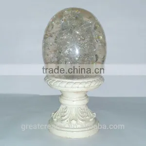 Clear Crackle Egg Ball Large Resin Finials Decoration For Homes thumbnail-1