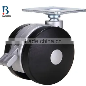 2016 Newest 3-inch Black Metal Plate Nylon Plastic Rivet Swivel Caster With Brake thumbnail-4