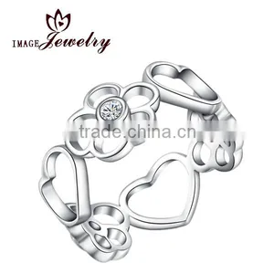 Hollowed Design Diamond Inlaying Value 925 Silver Ring thumbnail-1