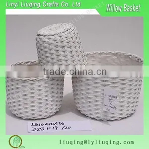 White Set of 3 Wicker Vase/willow Planted Pots /wicker Plant Baskets thumbnail-1