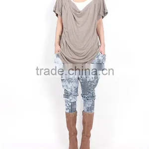 Ladies Blue and White Stripe Cotton Casual Harem Pants thumbnail-1