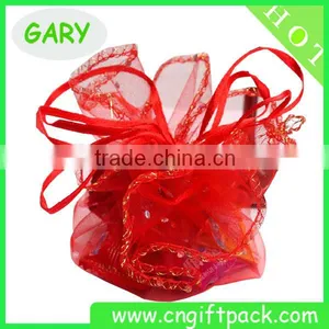 Custom Red Organza Round Bag/Round Organza Wraps thumbnail-2