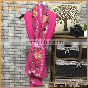 2016spring Factory Wholesale Floral Embroidered 70% Polyester With30%viscose Scarf Woman,cotton Linen Scarf Shawl thumbnail-2