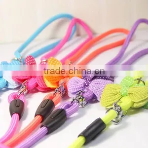 MegiPet Hot Pink Pet Dog Collar Suede Leather Leash Bowknot Adjustable Puppy Cat thumbnail-1