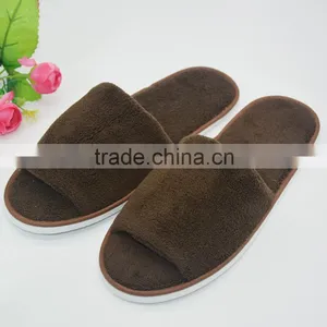 Brown Coral Fleece Hotel Disposable Slippers thumbnail-1
