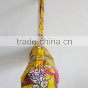 Embroidery Yoga Bag Kantha Yoga Bag Unisex Shoulder Bag Traditional Yoga Mat Bag Indian Ethnic Yoga Bag Yellow thumbnail-3