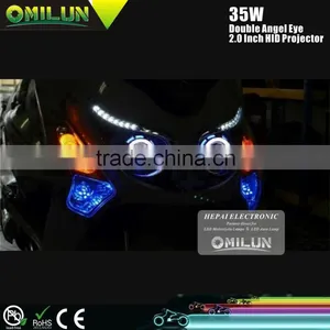 35W 2'' Inch Universal Motorcycle Headlight With Double Angel Eyes thumbnail-4