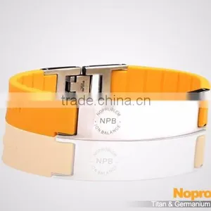 Noproblem P071 FDA Tourmaline Germanium Stainless Steel Energy Sports Fashion Magnetic Charm Silicone Bracelet thumbnail-4