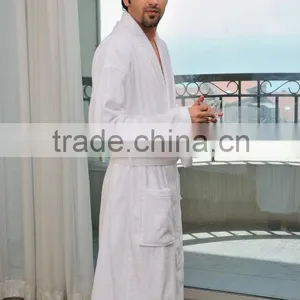 White Brilliant Soft Men Bath Robe Towel thumbnail-1