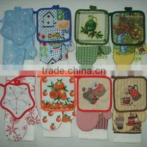Kitchen Textile Printed Kitchen Towel Set Pot Holder Glove Wholesale China Supplier thumbnail-2