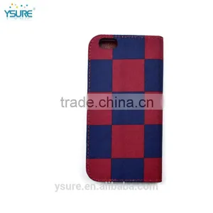 RedBlue Chess Pattern Fabric Book Style Leather Phone Case For OnePlus One With PVC ID and Credit Card Slots thumbnail-3