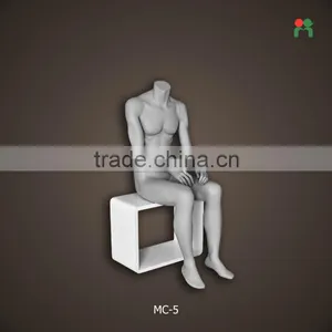 Fashion Fiberglass Headless Male Mannequin Sitting Mannequin Male for Display Male Dummy Dolls thumbnail-1